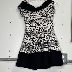 Beautees Black and White Flowered Dress